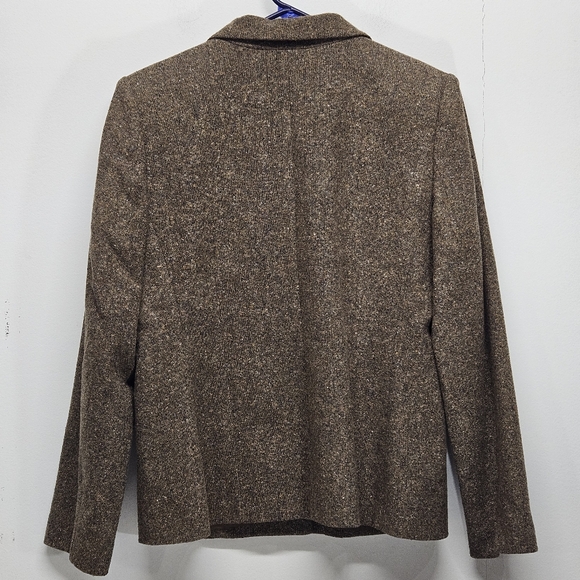 Kate Hill Tweed Sport Blazer Size 10 Brown Wool Blend Silk Old Money Preppy Vtg. - Picture 9 of 10